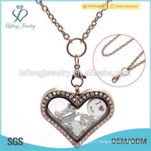 Fashion chocolate crystal floating locket necklace jewelry wholesale